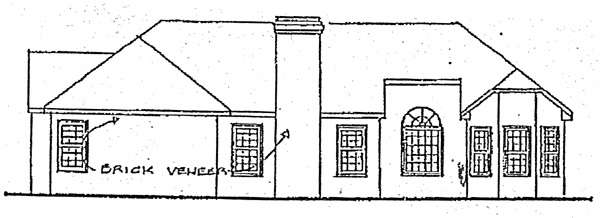 One-Story Ranch Rear Elevation of Plan 92405