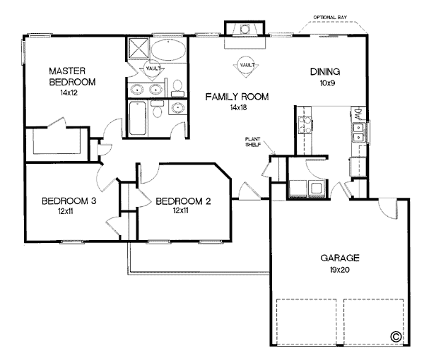 One-Story Ranch Level One of Plan 92430