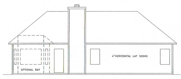 Ranch Rear Elevation of Plan 92431