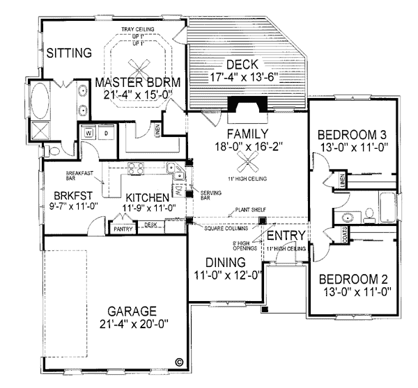 Bungalow One-Story Ranch Level One of Plan 92434