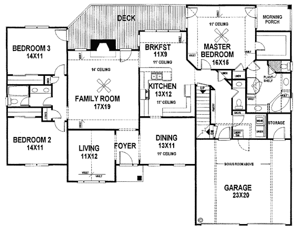 One-Story Ranch Level One of Plan 92435