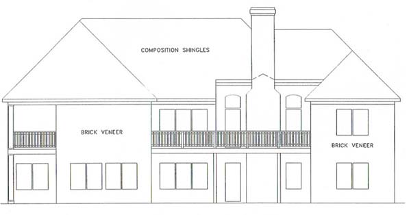 One-Story Ranch Rear Elevation of Plan 92435