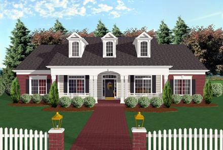 Cape Cod Country Farmhouse One-Story Ranch Elevation of Plan 92446