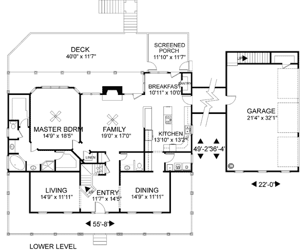 Country Farmhouse Level One of Plan 92457