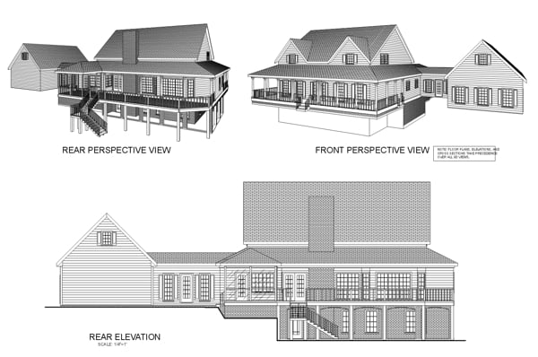 Country Farmhouse Rear Elevation of Plan 92457