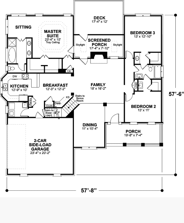 One-Story Ranch Level One of Plan 92461