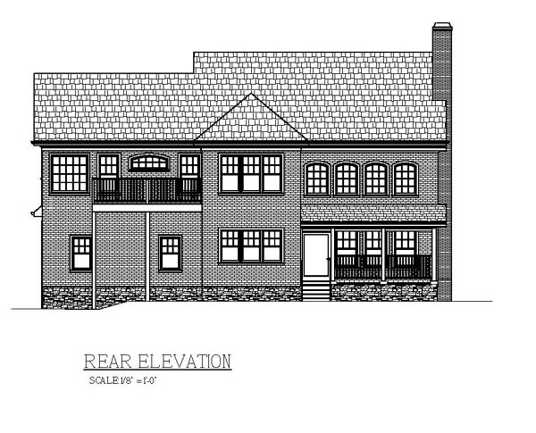 Traditional Tudor Rear Elevation of Plan 92474