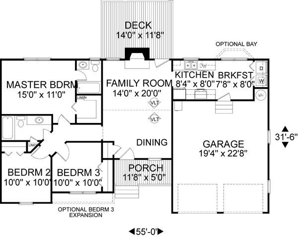 One-Story Ranch Level One of Plan 92478