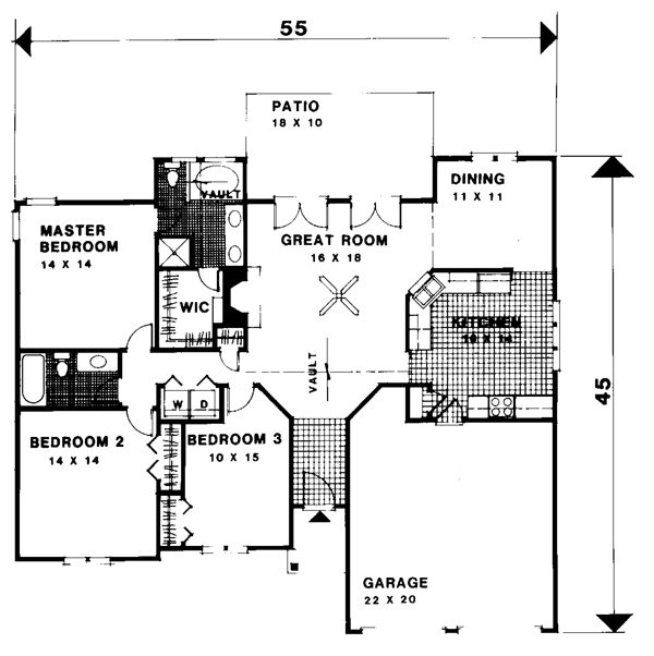 One-Story Ranch Level One of Plan 92487