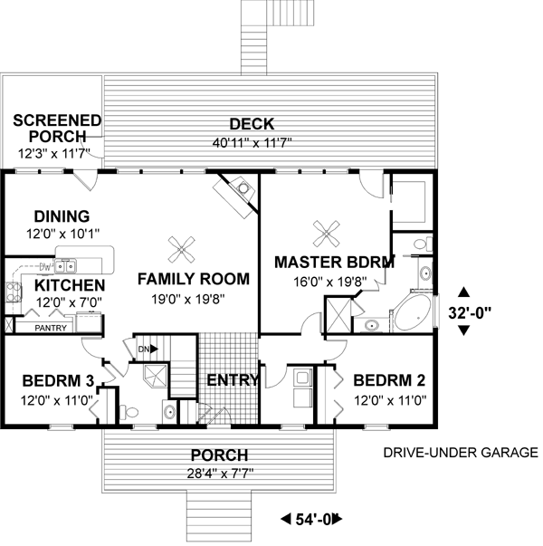 One-Story Ranch Level One of Plan 92493