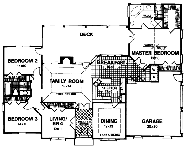 One-Story Traditional Level One of Plan 92495