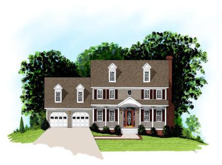 Colonial Country Elevation of Plan 92498