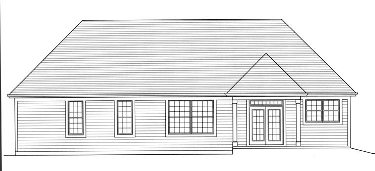 Ranch Rear Elevation of Plan 92605