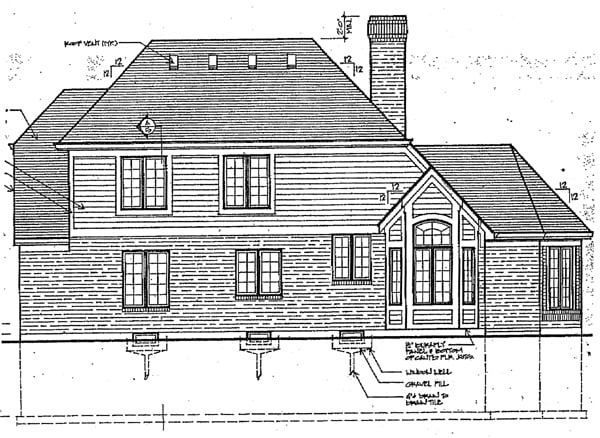 European Victorian Rear Elevation of Plan 92608