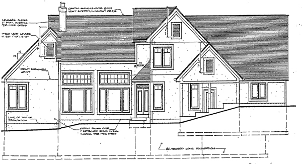 Country Traditional Rear Elevation of Plan 92613