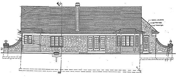 Ranch Rear Elevation of Plan 92625