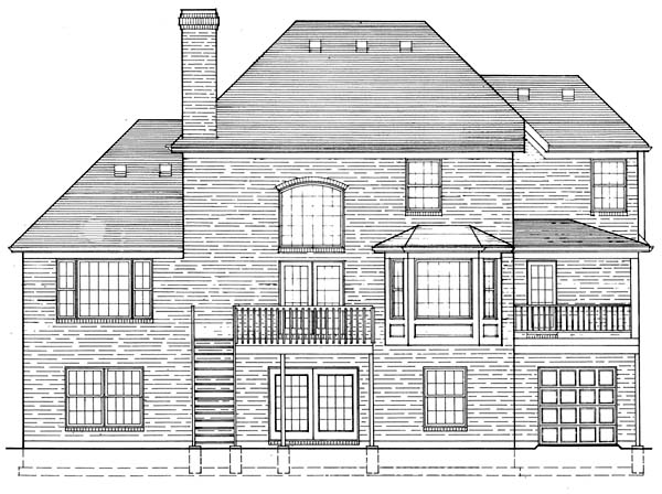 Traditional Rear Elevation of Plan 92631