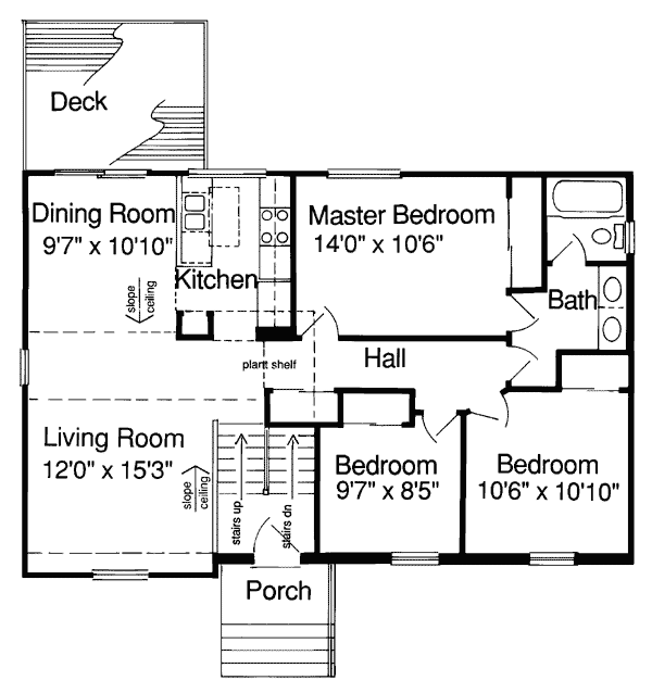 Bungalow Colonial Level One of Plan 92633