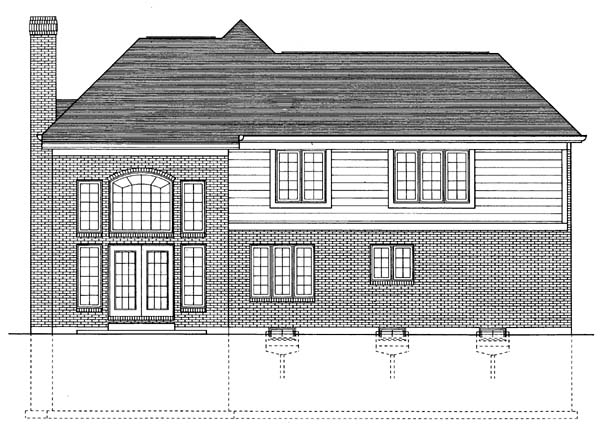 Traditional Rear Elevation of Plan 92644