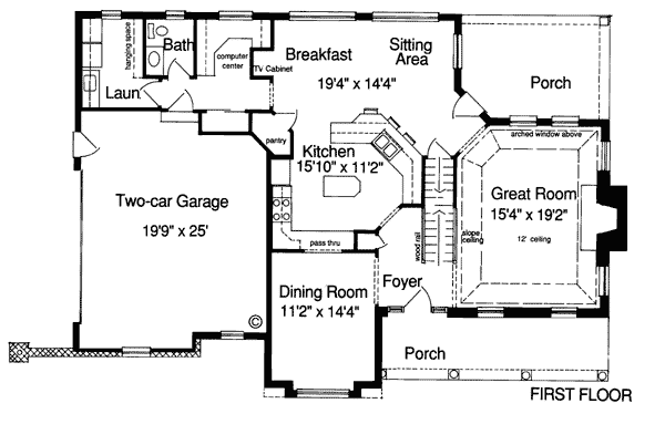 Bungalow Tudor Level One of Plan 92645