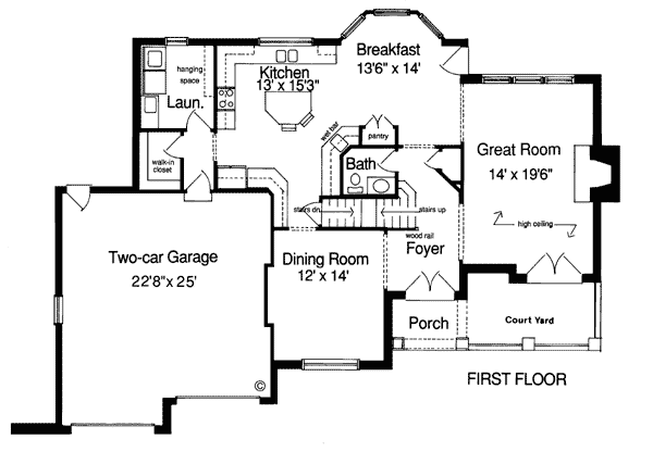 Bungalow European Tudor Level One of Plan 92648