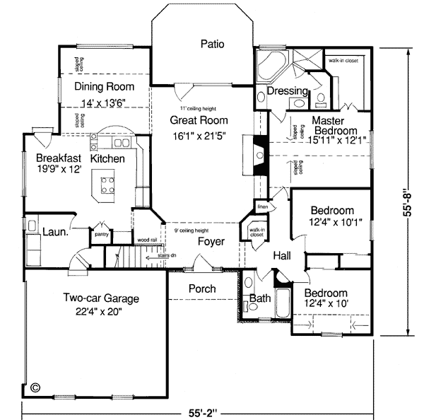 Bungalow Ranch Level One of Plan 92660