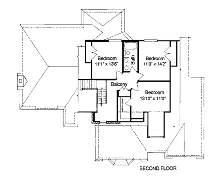 House Plan 92661 Second Level Plan