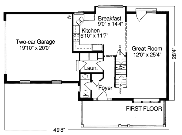 Bungalow Country Farmhouse Level One of Plan 92664