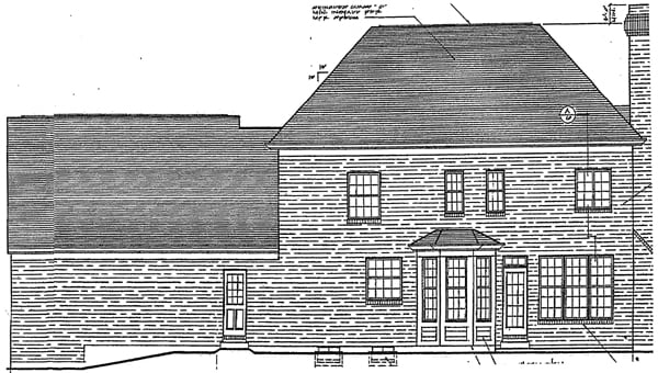 Colonial European Southern Rear Elevation of Plan 92672