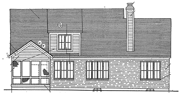 Bungalow Country Rear Elevation of Plan 92674