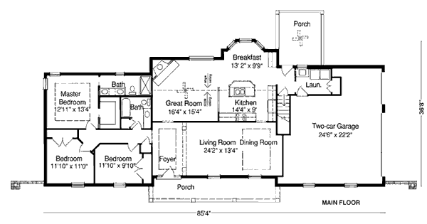 Ranch Level One of Plan 92677