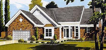 Country One-Story Ranch Elevation of Plan 92680