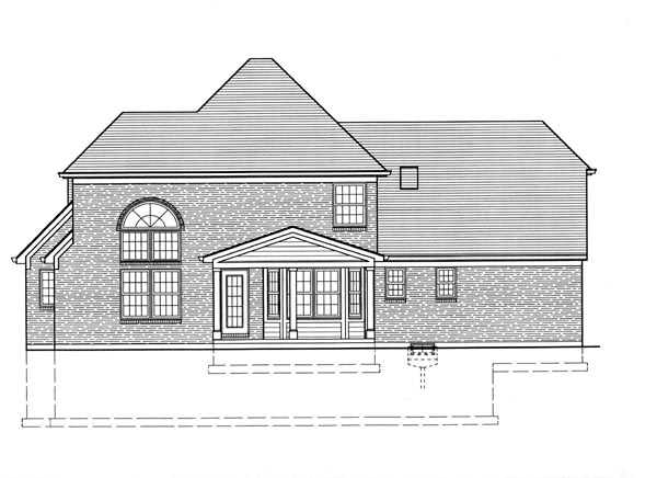 Colonial Country European Rear Elevation of Plan 92696