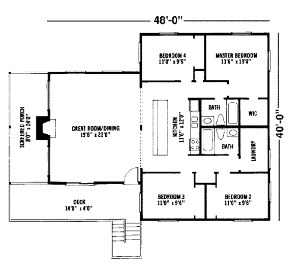 House Plan 92803 Ranch Style With 1600 Sq Ft 4 Bed 2 Bath