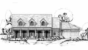Colonial Country Elevation of Plan 92909