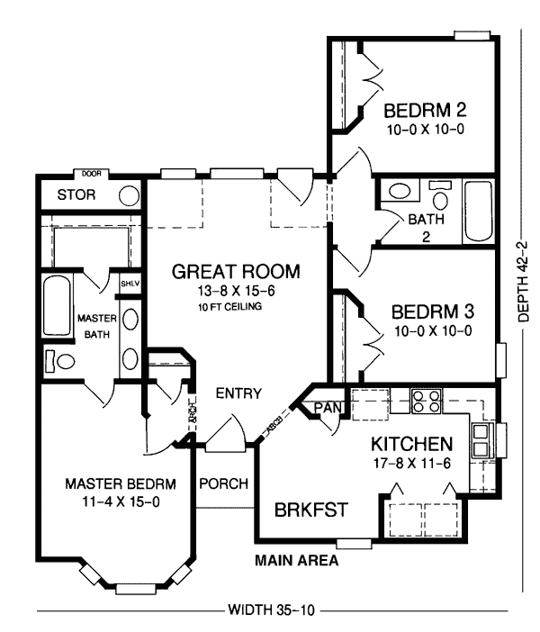 European Ranch Traditional Level One of Plan 93015