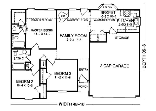 One-Story Ranch Level One of Plan 93017