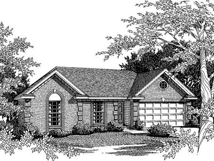 One-Story Ranch Elevation of Plan 93017