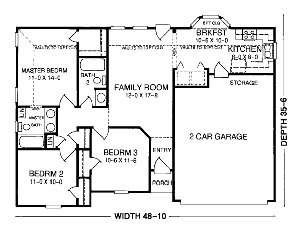 One-Story Ranch Level One of Plan 93020