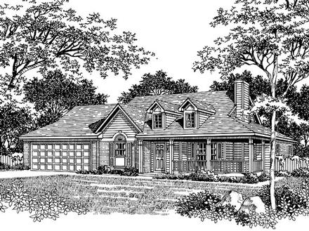Country Ranch Traditional Elevation of Plan 93025