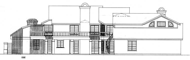 Traditional Rear Elevation of Plan 93036