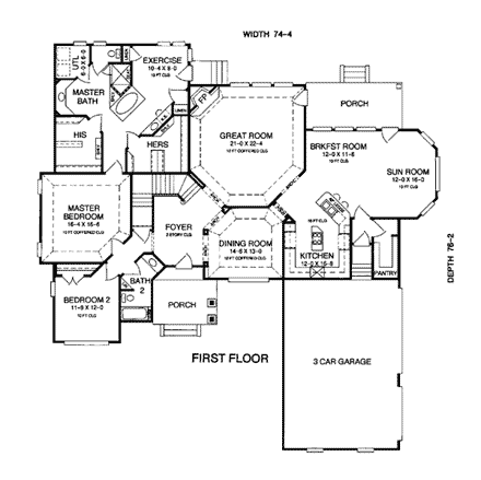 House Plan 93039 First Level Plan