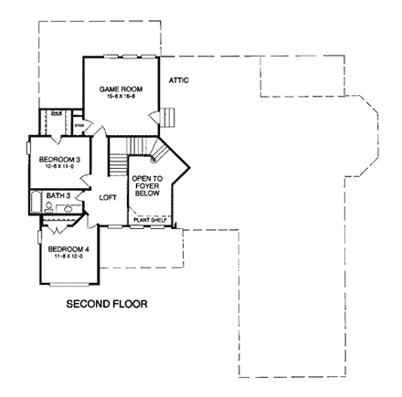 House Plan 93039 Second Level Plan