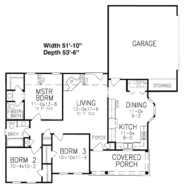 Cabin One-Story Ranch Level One of Plan 93075