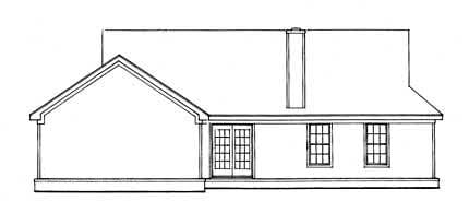 Cabin One-Story Ranch Rear Elevation of Plan 93075