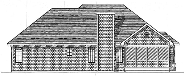 One-Story Ranch Rear Elevation of Plan 93100