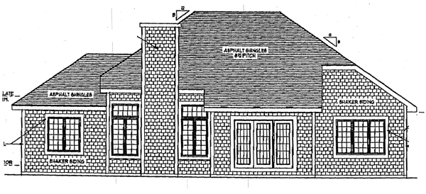 Bungalow European Rear Elevation of Plan 93104