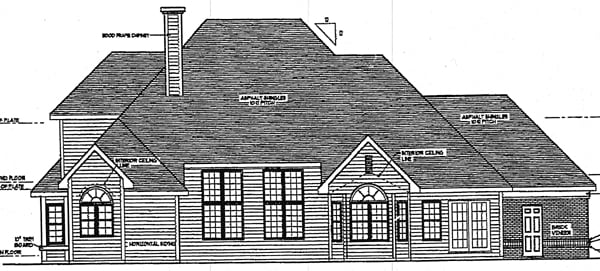 Colonial European Rear Elevation of Plan 93118