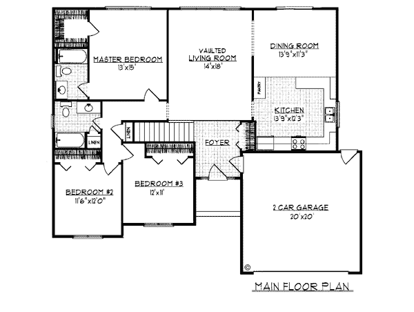 One-Story Ranch Level One of Plan 93130