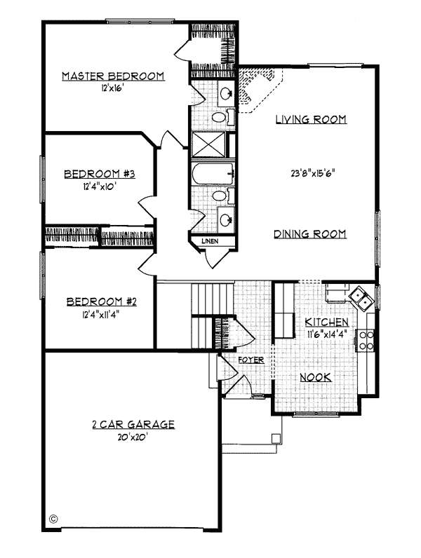 One-Story Ranch Level One of Plan 93131